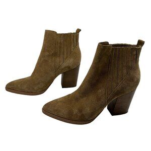 Marc Fisher Ankle Boot Womens 6 Matter Brown Suede Leather Pointed Toe Pull On